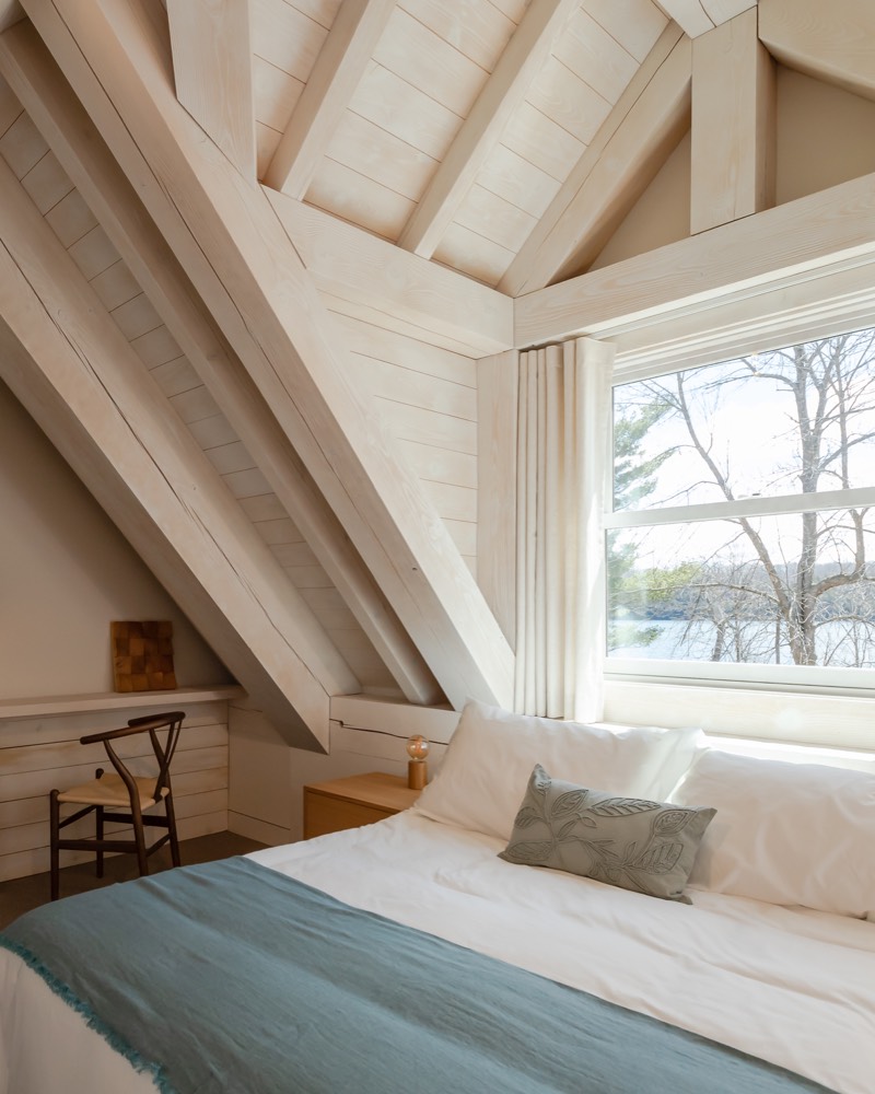 A guest room at Bloom with lake views