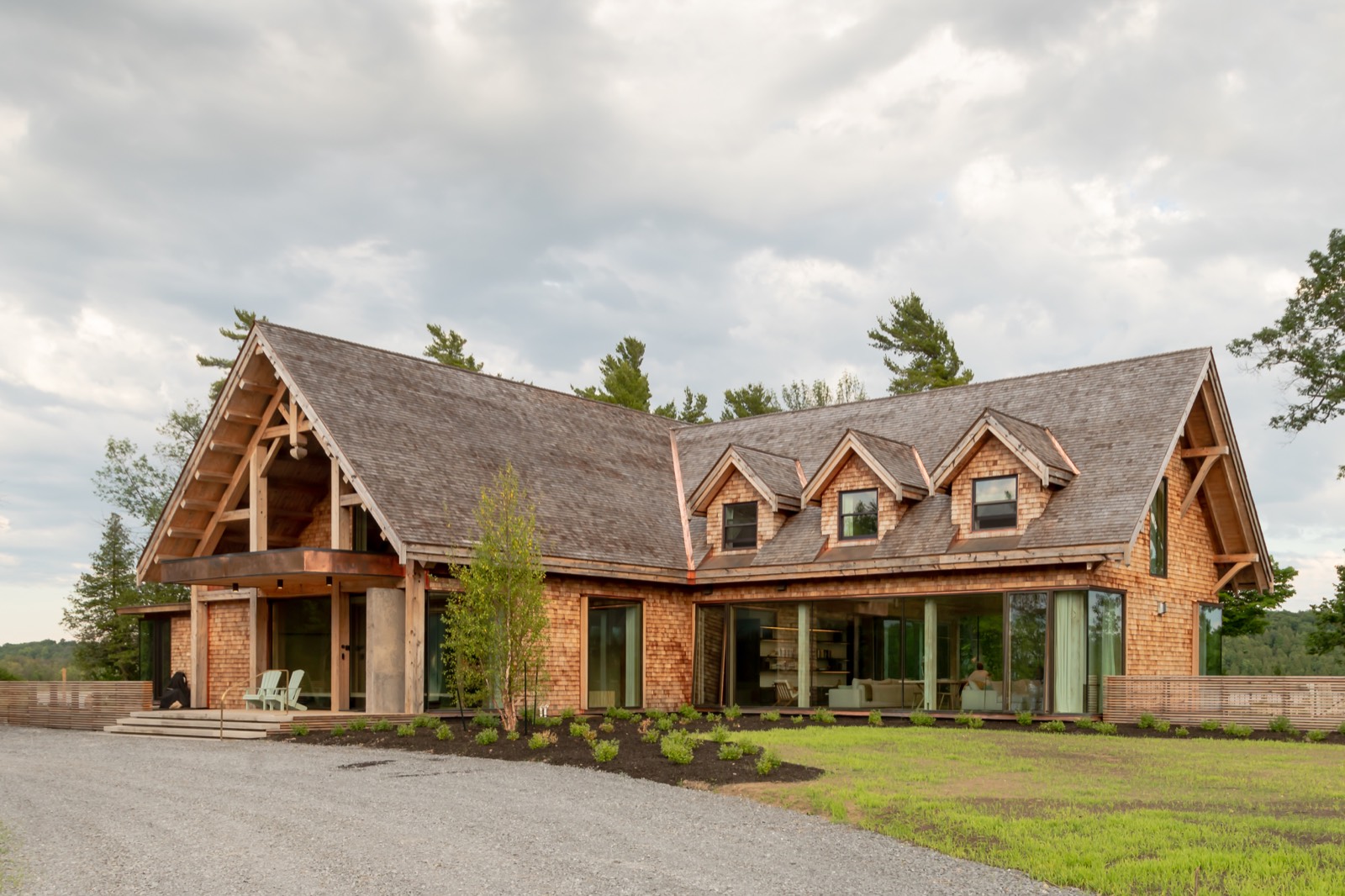 The cedar-shingle lodge at Bloom Holistic Retreat, Kingston, Ontario