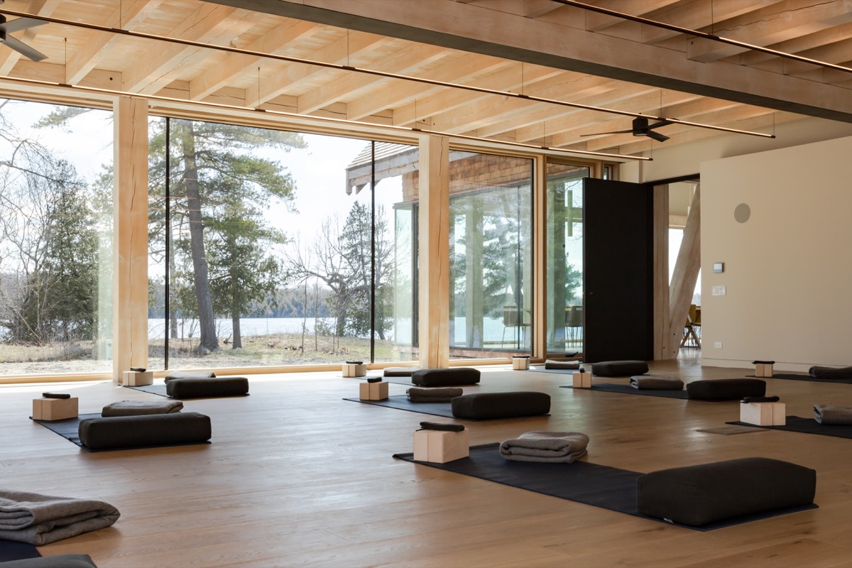 The meditation hall at Bloom, overlooking the lake